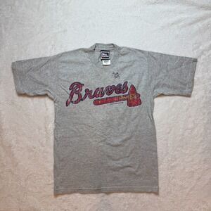 Vintage‎ 2000s Y2K Atlanta Braves MLB Baseball  T-shirt Signed Youth 14/16